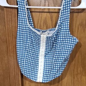 Monteau Blue and White Gingham Top